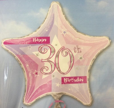 30th Birthday Pink Star Balloon